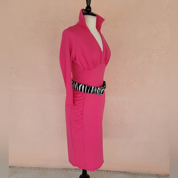 New Pinup Couture Pinup Girl Clothing Deadly Dames Pink Strangelove Wiggle Dress - Picture 4 of 10